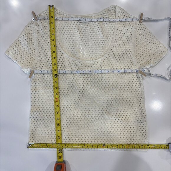 XL Vince Cotton Top Open Crochet Soft Breathable Scoop Neck Short Sleeve Italian - Picture 6 of 10